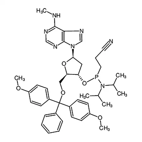 (2R,3S,5R)-2-((Bis(4-methoxyphenyl)(phenyl)methoxy)methyl)-5-(6-(methylamino)-9H-purin-9-yl)tetrahydrofuran-3-yl (2-cyanoethyl) diisopropylphosphoramidite