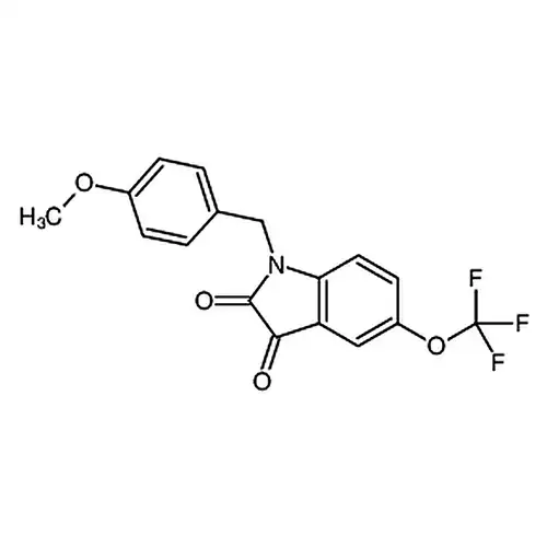 1-(4-メチル酸素基ベンジル)-5-(三フッ素メチル酸素基)二水素インドール-2,3-二ケトン