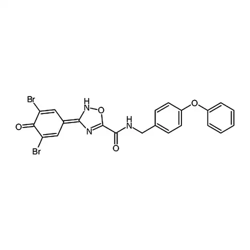 3-(3,5-dibromo-4-oxocyclohexa-2,5-dien-1-ylidene)-N-[(4-phenoxyphenyl)methyl]-1,2,4-oxadiazole-5-carboxamide