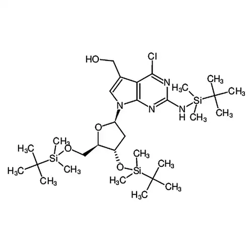7H-Pyrrolo[2，3-d]pyrimidine-5-methanol， 4-chloro-7-[2-deoxy-3，5-bis-O-[(1，1-dimethylethyl)dimethylsilyl]-beta-D-erythro-pentofuranosyl]-2-[[(1，1-dimethylethyl)dimethylsilyl]amino]-