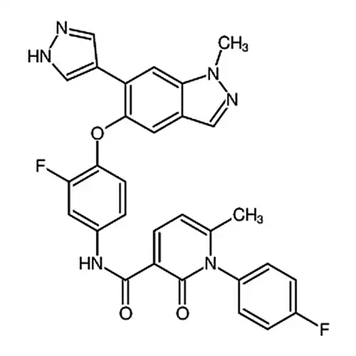 N-[3-фтора-4-[[1-метил-6-(1H-пиразол-4-基)-1H-吲唑-5-基]кислорода基]фенил]-1-(4-фторафенил)-1,2-二водорода-6-метил-2-кислорода代-3-피리딘метиламид