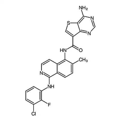 4-Amino-N-(1-((3-chloro-2-fluorophenyl)amino)-6-methylisoquinolin-5-yl)thieno[3,2-d]pyrimidine-7-carboxamide
