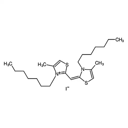 3-Heptyl-2-((3-heptyl-4-methylthiazol-2(3H)-ylidene)methyl)-4-methylthiazol-3-ium iodide