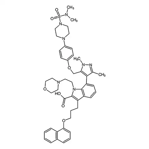 7-(5-((4-(4-(N,N-디메틸아미노磺酰)哌嗪-1-基)벤젠산소基)메틸)-1,3-디메틸-1H-피라졸-4-基)-1-(2-吗啉에틸)-3-(3-(萘-1-基산소基)프로필基)-1H-인돌-2-개미산