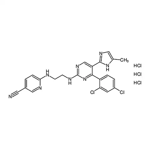 6-((2-((4-(2,4-Dichlorophenyl)-5-(5-methyl-1H-imidazol-2-yl)pyrimidin-2-yl)amino)ethyl)amino)nicotinonitrile trihydrochloride