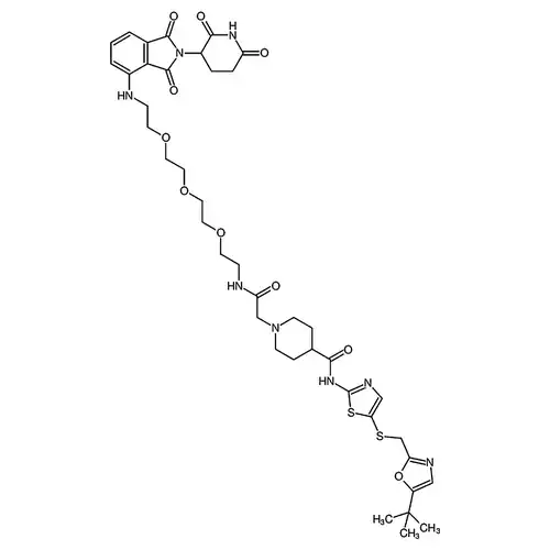 N-(5-(((5-(tert-부틸)恶唑-2-基)메틸)황基)티아졸-2-基)-1-(14-((2-(2,6-二산소代哌啶-3-基)-1,3-二산소代异인돌啉-4-基)아미노)-2-산소代-6,9,12-三산소杂-3-질소杂十四알칸基)哌啶-4-메틸아미드