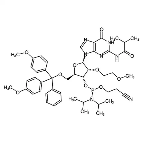(2R,3R,4R,5R)-2-((双(4-メチル酸素基フェニル)(フェニル)メチル酸素基)メチル)-5-(2-异ブチルアミド-6-酸素代-1,6-二水素-9H-プリン-9-基)-4-(2-メチル酸素基エチル酸素基)テトラヒドロフラン-3-基 (2-氰エチル) 二イソプロピル亚リンアミド