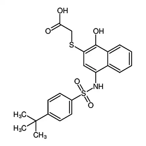 2-((4-((4-(tert-ブチル)フェニル)磺酰アミノ)-1-ヒドロキシ萘-2-基)硫黄代)酢酸