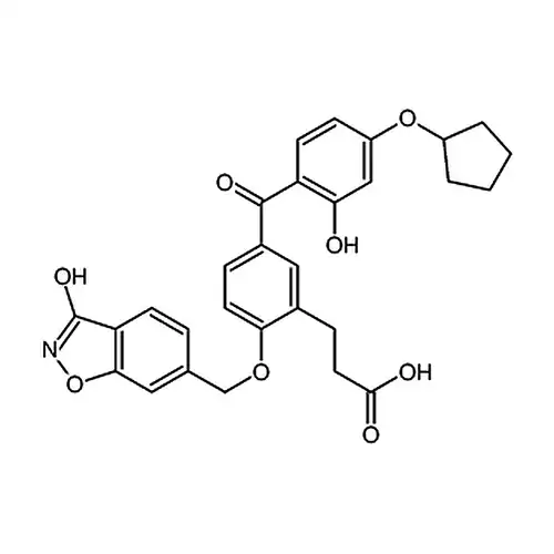 3-(5-(4-(环ペンチル基酸素基)-2-ヒドロキシベンゾイル基)-2-((3-ヒドロキシ-1,2-ベンゼン并异恶唑-6-基)メチル酸素基)フェニル)プロピオン酸
