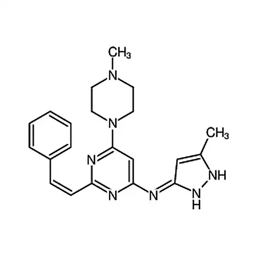 6-(4-메틸-1-哌嗪基)-N-(5-메틸-1H-피라졸-3-基)-2-[(1E)-2-벤젠에틸렌基]-4-피리미딘아민