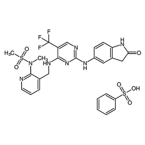 N-メチル-N-[3-[[[2-[(2-酸素代-2,3-二水素-1H-インドール-5-基)アミノ]-5-三フッ素メチルピリミジン-4-基]アミノ]メチル]ピリジン-2-基]メチル磺アミドベンゼンスルホン酸塩