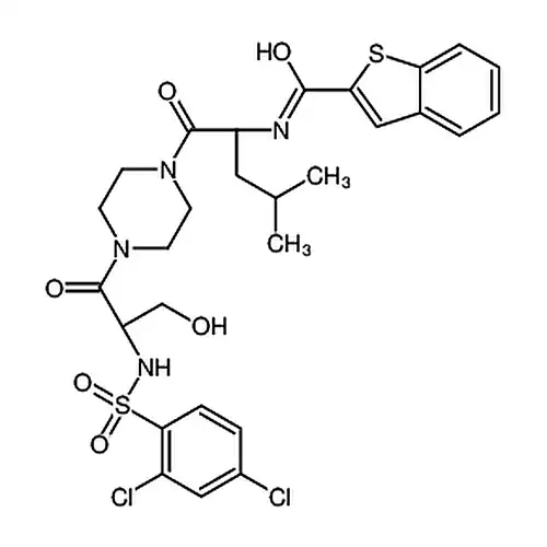 N-((S)-1-(4-((S)-2-(2,4-二염소페닐磺아미드基)-3-히드록시프로피오닐)哌嗪-1-基)-4-메틸-1-산소代펜틸알칸-2-基)벤젠并[b]티오펜-2-메틸아미드